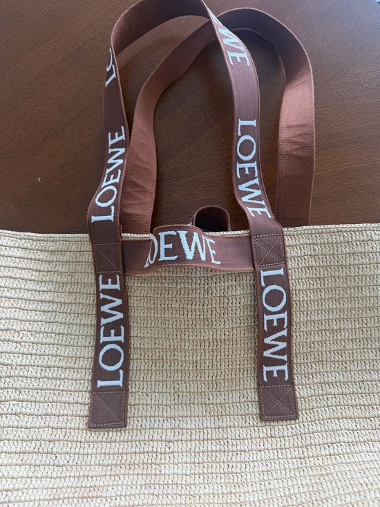 Loewe Handbags - Loewe Natural Raffia Tote with Brown Logo Straps